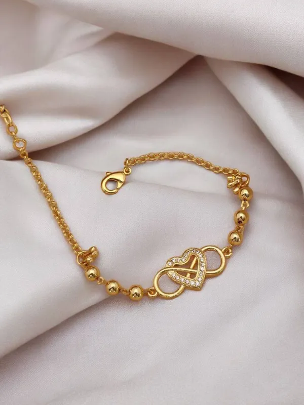 Gold_Plated_Crystal_Heart_Mangalsutra_Bracelet_and_Matching_Chain_Bracelet_Set