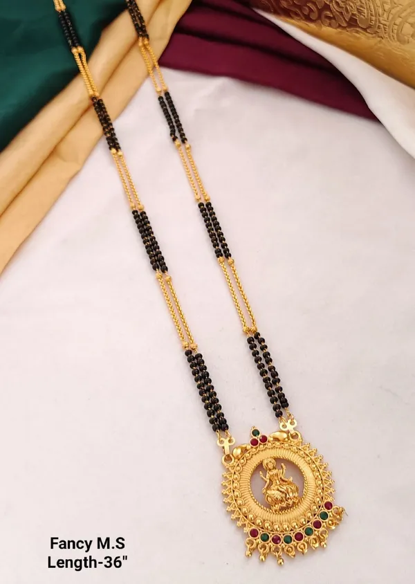 Gold-Plated_Double-Chain_Lakshmi_Pendant_Mangalsutra_–_36_INCH