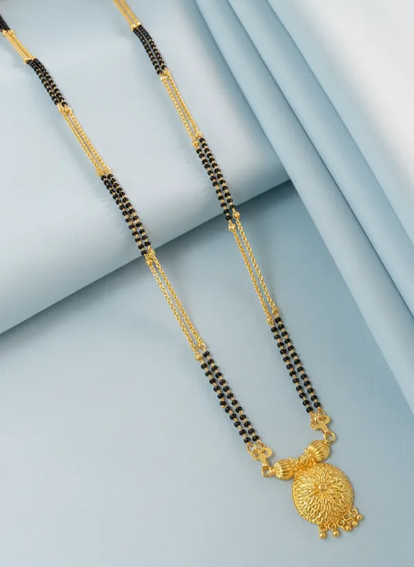 Gold-Plated_Double_Layer_Mangalsutra_with_Filigree_Pendant