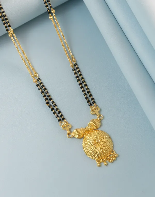Gold-Plated_Double_Layer_Mangalsutra_with_Filigree_Pendant