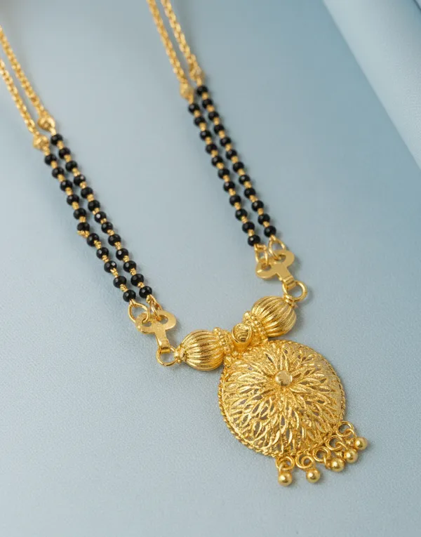 Gold-Plated_Double_Layer_Mangalsutra_with_Filigree_Pendant
