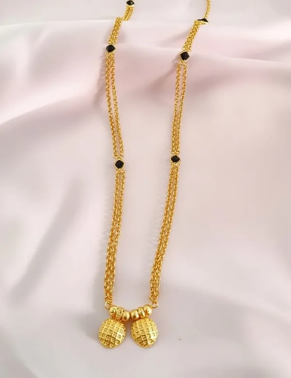 Gold-Plated_Double_Layer_"Vati"_Necklace__Long_Chain_with_Black_Bead_Accents