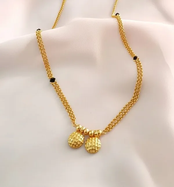 Gold-Plated_Double_Layer_"Vati"_Necklace__Long_Chain_with_Black_Bead_Accents