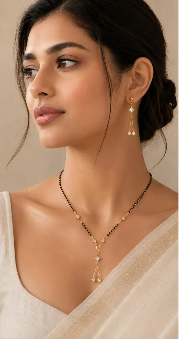 Gold_Plated_Mangalsutra_with_Earrings_Combo_Set_for_Women_|_Black_Beaded_Traditional_Pendant_Necklace_Set_|_Daily_Wear_&_Festive_Jewellery