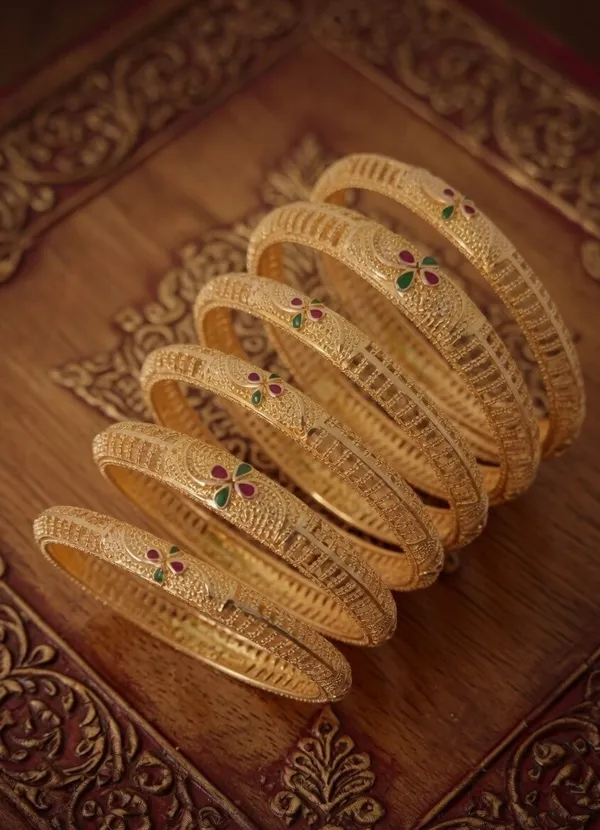 Gold-Plated_Meenakari_Work_Bangle_Set_-_Traditional_Floral_Design_Kada_for_Women_and_Girls_(Set_of_6)