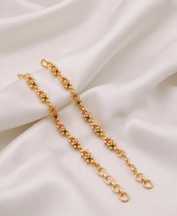 Gold_Plated_Multi-Color_A.D._Diamond_Kanser_/_Earring_Chain