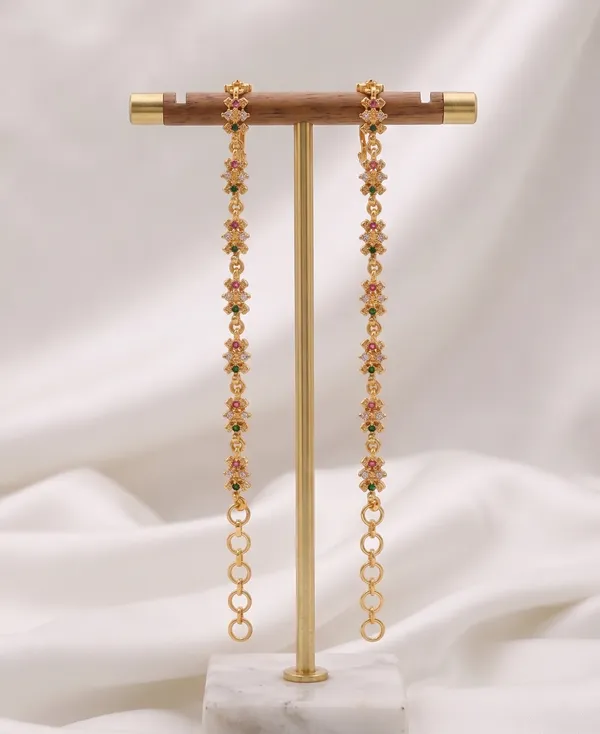 Gold_Plated_Multi-Color_A.D._Diamond_Kanser_/_Earring_Chain