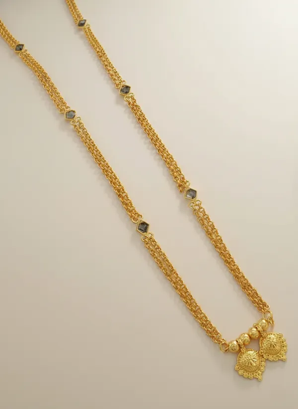 Gold-Plated_Necklace_Necklace_with_Dual_Floral_Pendants