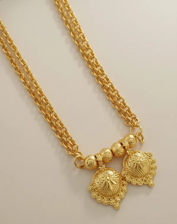 Gold-Plated_Necklace_Necklace_with_Dual_Floral_Pendants