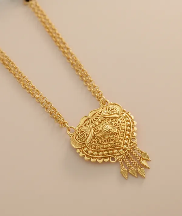Gold-Plated_Traditional_Heart_Filigree_Necklace_with_Double_Layer_Chain