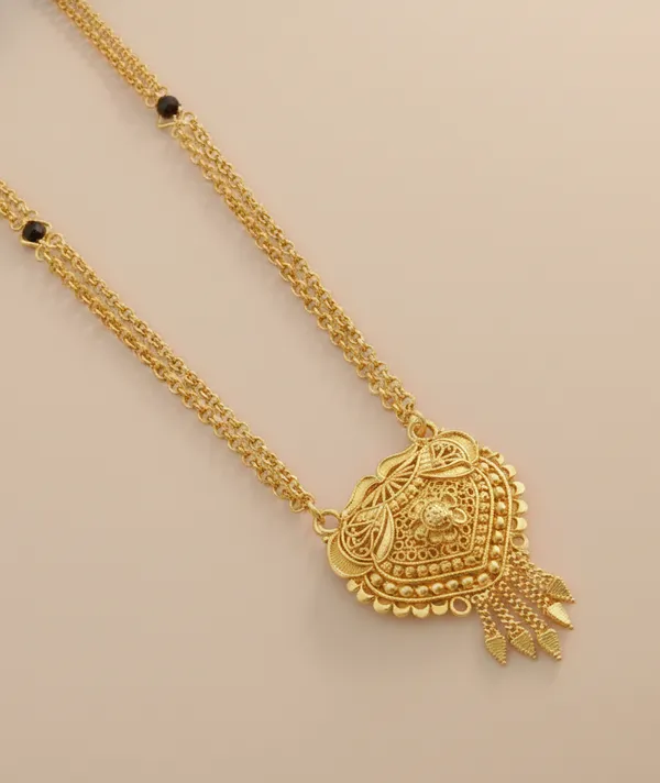 Gold-Plated_Traditional_Heart_Filigree_Necklace_with_Double_Layer_Chain