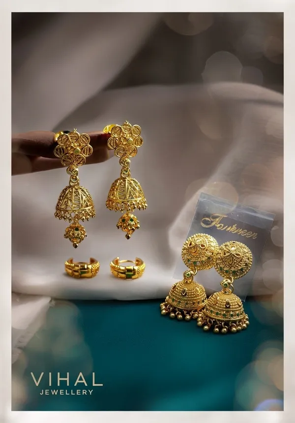 Gold-Plated_Traditional_Jhumka_&_Bali_Earring_Combo_Set_(3_Pairs)
