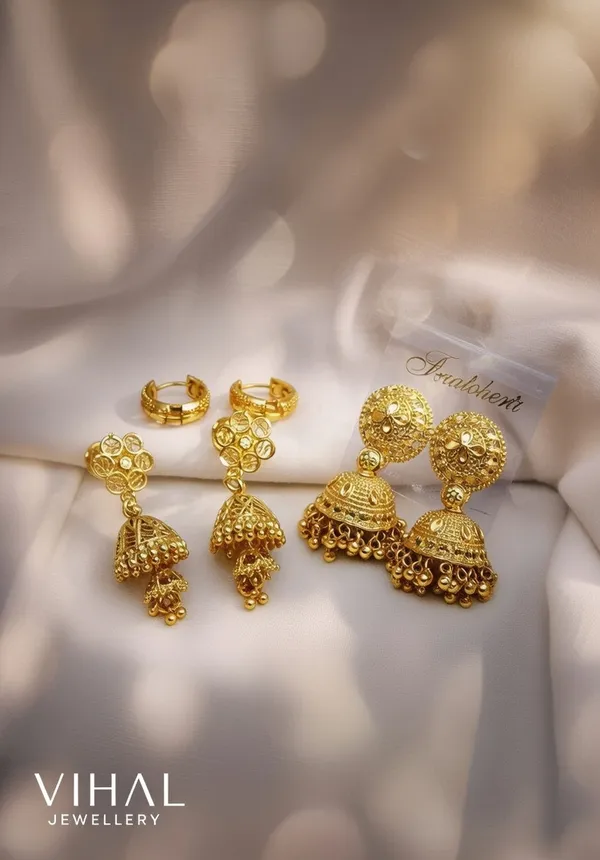 Gold-Plated_Traditional_Jhumka_&_Bali_Earring_Combo_Set_(3_Pairs)