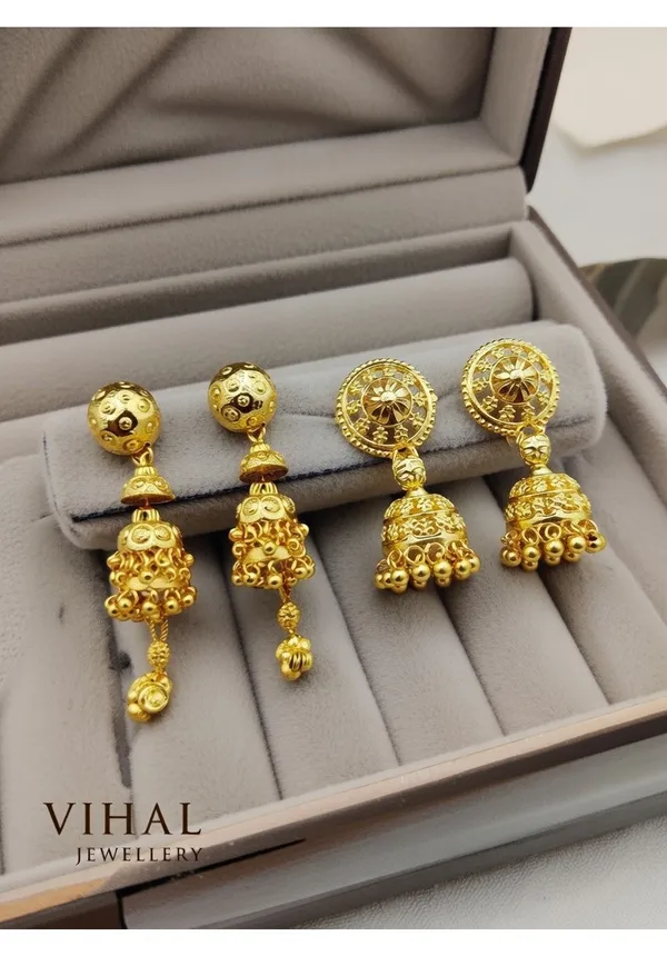 Gold-Plated_Traditional_Jhumka_&_Floral_Drop_Earring_Combo_-_Set_of_2