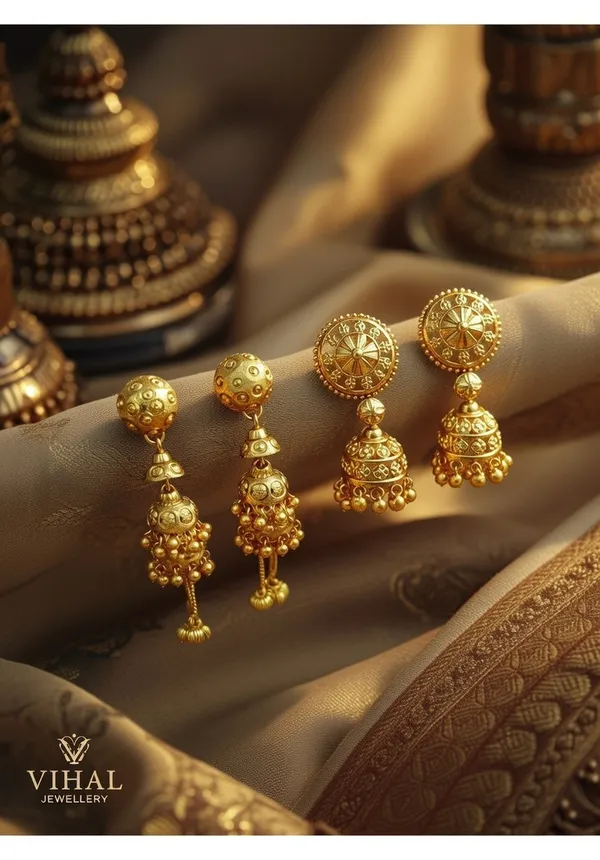 Gold-Plated_Traditional_Jhumka_&_Floral_Drop_Earring_Combo_-_Set_of_2