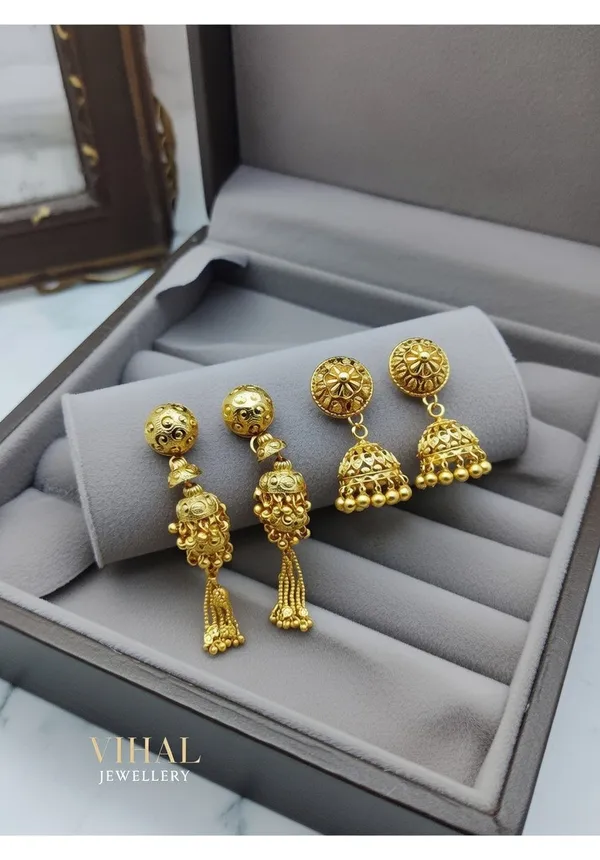 Gold-Plated_Traditional_Jhumka_&_Floral_Drop_Earring_Combo_-_Set_of_2