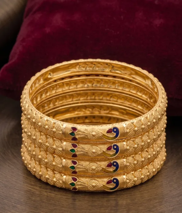 Gold-Plated_Traditional_Meenakari_Peacock_Bangles_-_Set_of_4