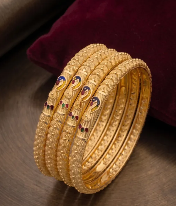 Gold-Plated_Traditional_Meenakari_Peacock_Bangles_-_Set_of_4