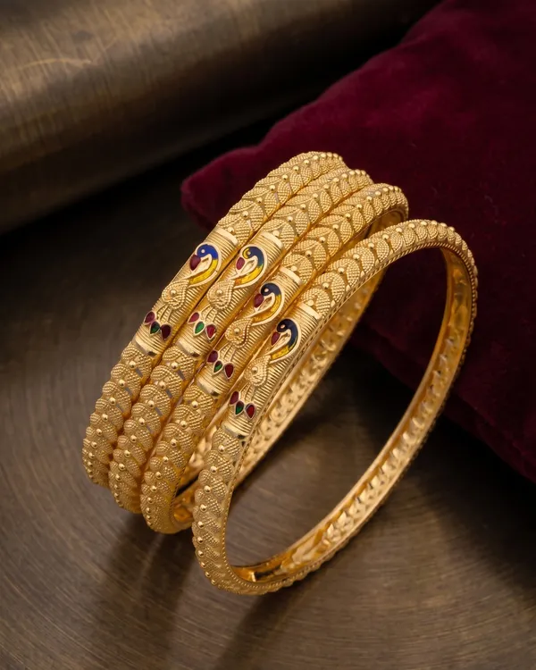 Gold-Plated_Traditional_Meenakari_Peacock_Bangles_-_Set_of_4