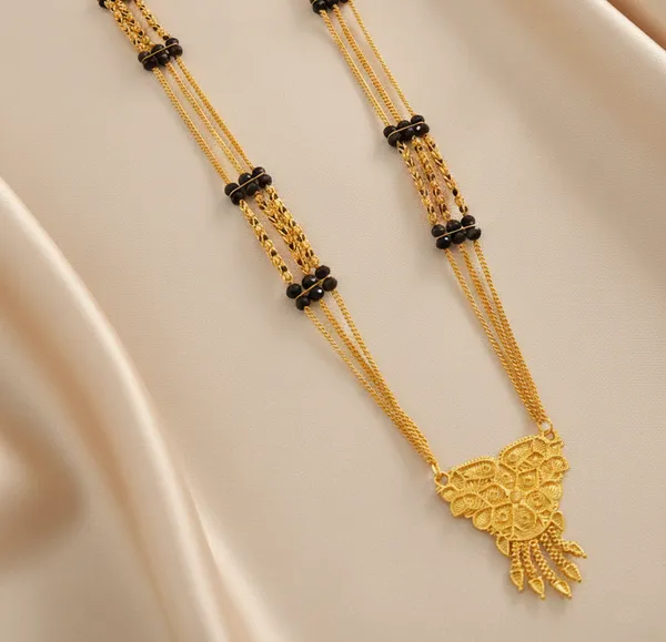 Gold-Plated_Triple_Layer_Mangalsutra_with_Intricate_Filigree_Pendant