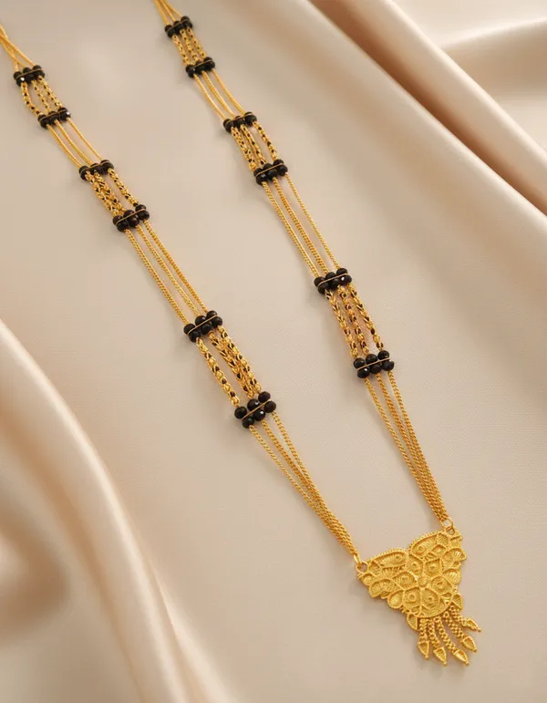 Gold-Plated_Triple_Layer_Mangalsutra_with_Intricate_Filigree_Pendant