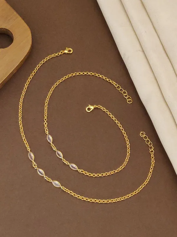 Gold_Plated_White_Marquise_diamond_Anklet_Set_for_Women