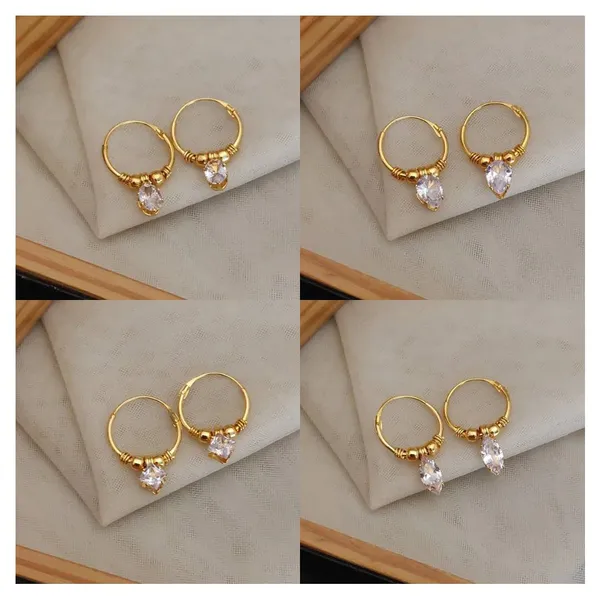 Gold-Tone_Huggie_Hoop_Earrings_with_Marquise_CZ_Drop