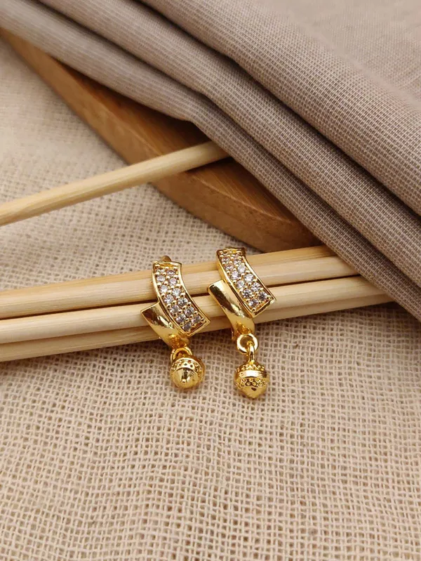 Gold-Toned_CZ-Studded_Dangler_Earrings_with_Bell_Charm