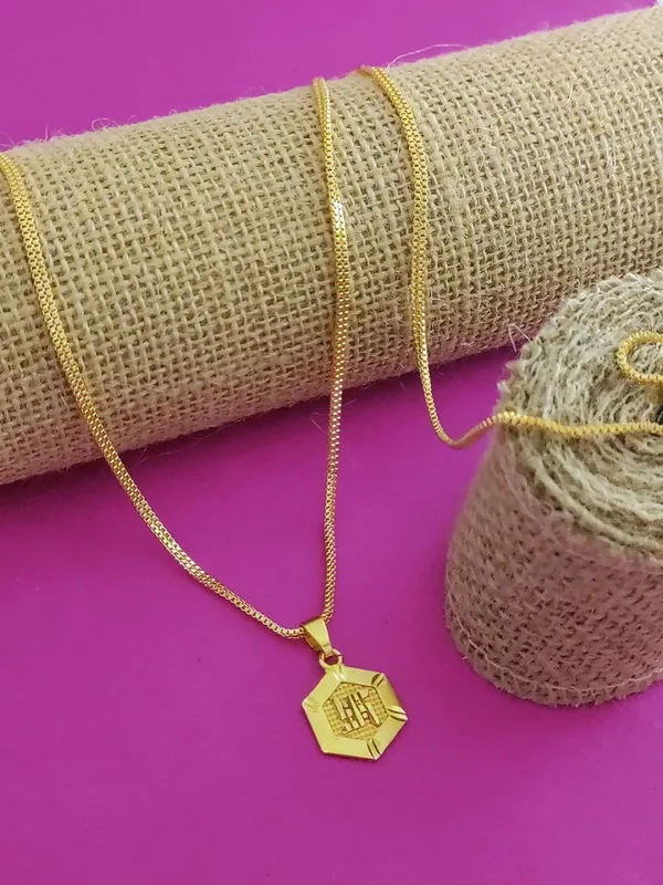 Gold-Toned_Hexagon_Pendant_Necklace_with_SWASTIK_Encraved
