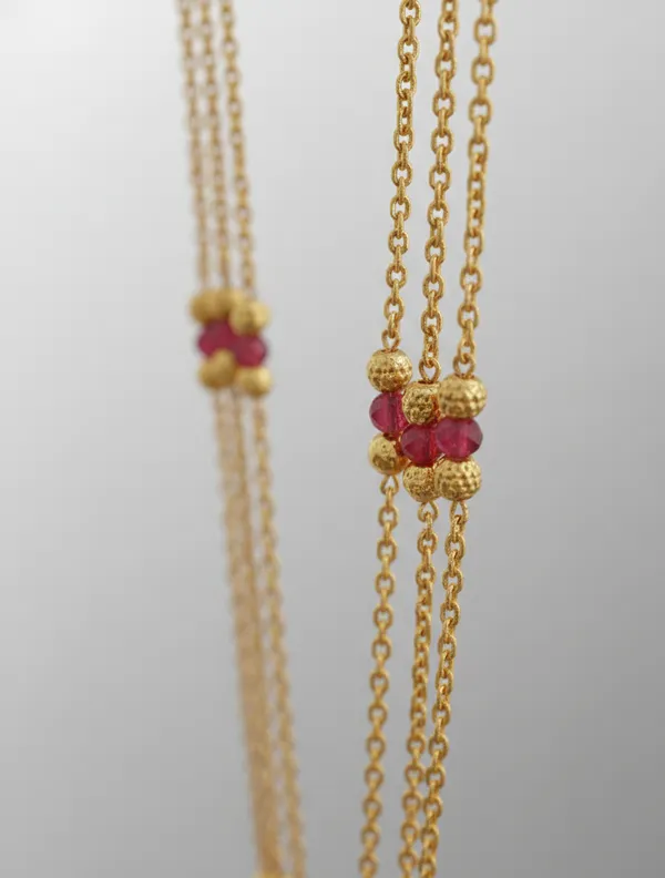 Gold_Triple-Strand_Necklace_with_Ruby_Accents
