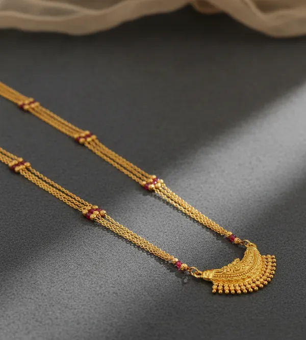 Gold_Triple-Strand_Necklace_with_Ruby_Accents
