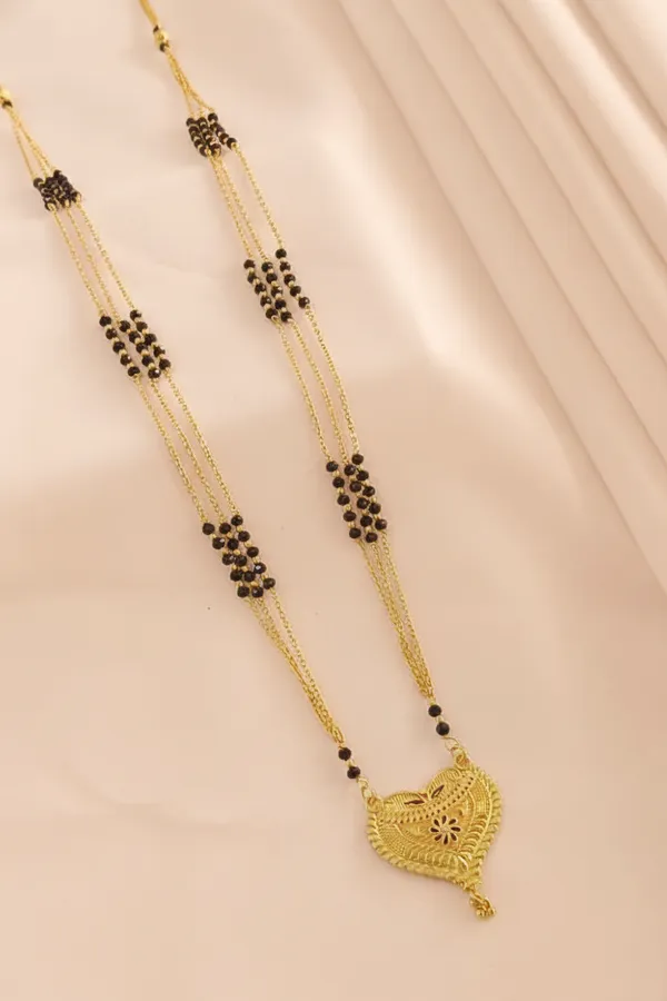 Gold__Plated_Triple-Strand_Mangalsutra_with_Heart_Pendant