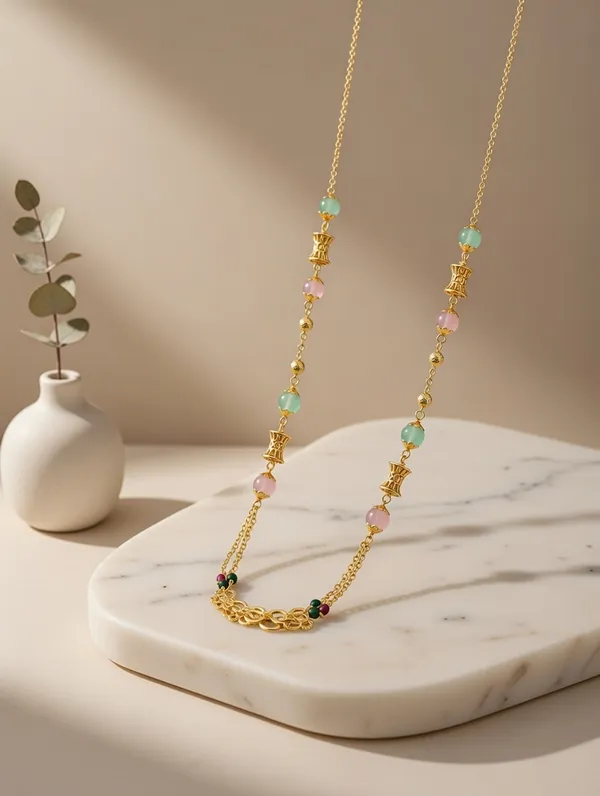 Long_Gold-Plated_Pastel_Bead_Layered_Necklace_with_Filigree_Detailing