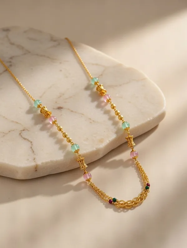 Long_Gold-Plated_Pastel_Bead_Layered_Necklace_with_Filigree_Detailing