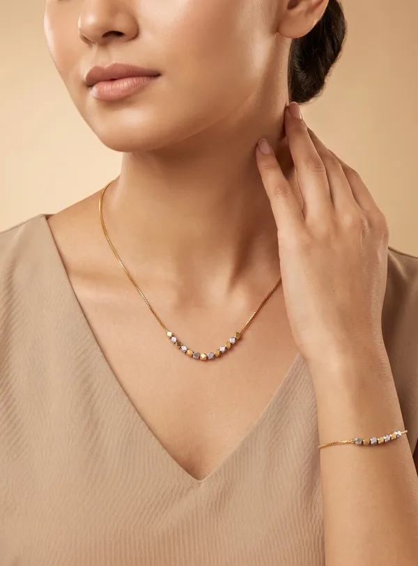 Micro_Gold_Plated_Dual-Tone_Beaded_Chain_&_Bracelet_Set