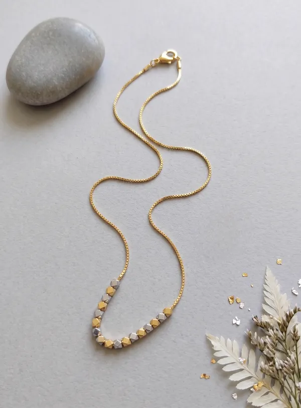 Micro_Gold_Plated_Dual-Tone_Beaded_Chain_&_Bracelet_Set