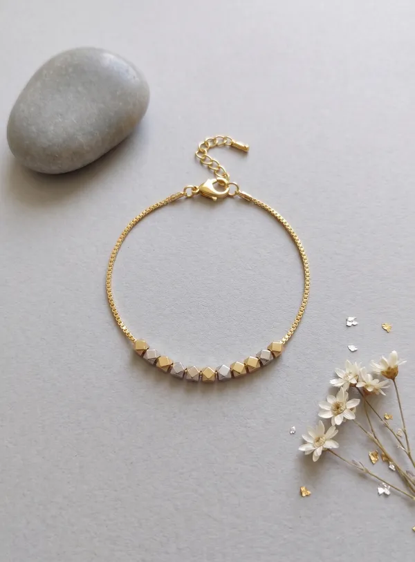 Micro_Gold_Plated_Dual-Tone_Beaded_Chain_&_Bracelet_Set