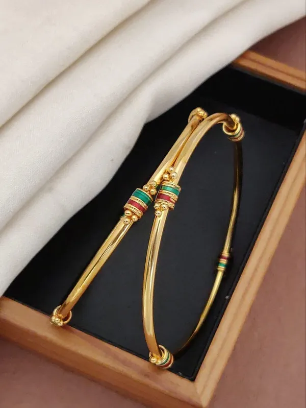 Minimalist_Gold-Plated_'Navratna'_Style_Bangles_(Set_of_2)