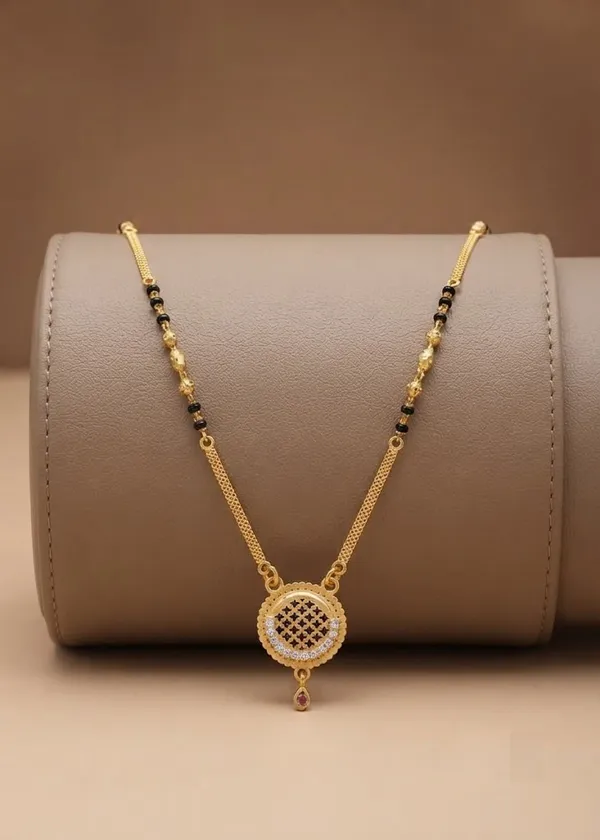 Modern_Circular_Net-Pattern_Gold-Plated_Mangalsutra