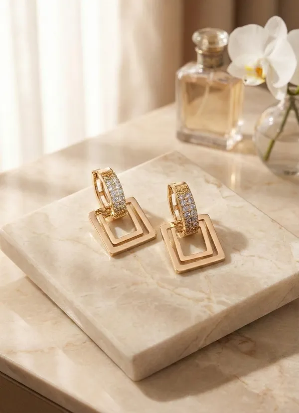 Modern_Geometric_&_Classic_Hoop_Gold-Plated_Zircon_Earring_Collection_(4_Styles)