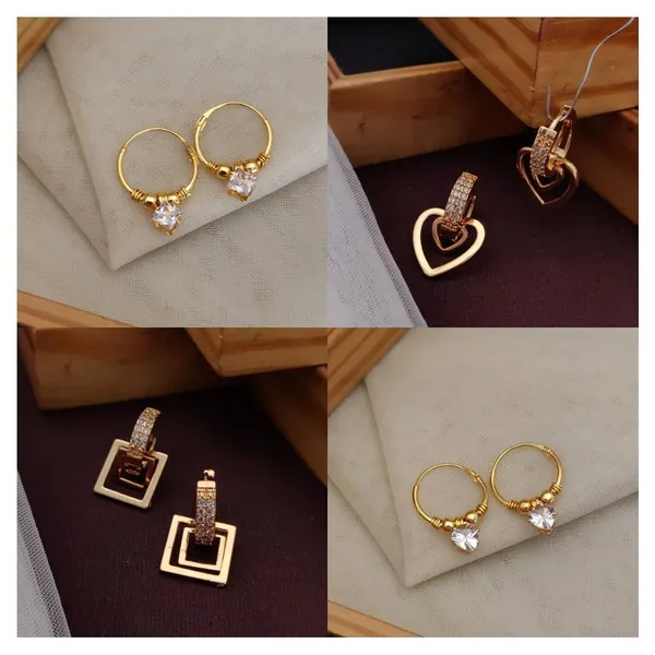 Modern_Geometric_&_Classic_Hoop_Gold-Plated_Zircon_Earring_Collection_(4_Styles)