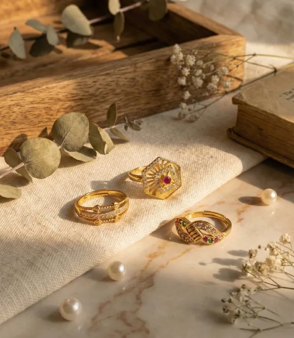 Modern_Gold_Ring_Trio_with_Geometric,_Pavé_&_Multicolor_Stone_Accents