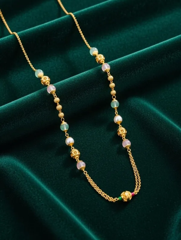 Multi-Color_Pastel_Stone_&_Gold-Toned_Multi-Strand_Chain_Necklace