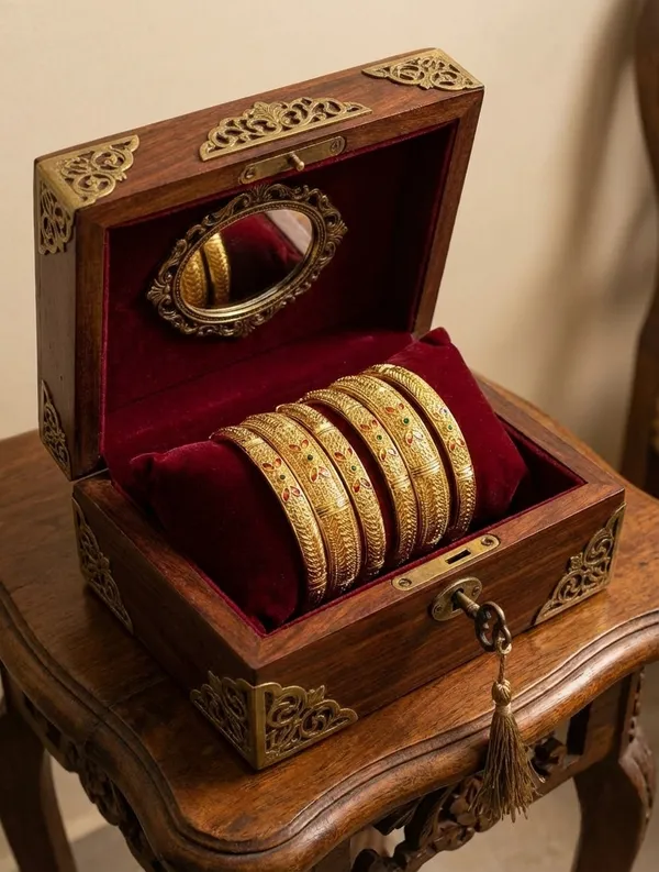 Ornate_Floral_Enamel__Gold-Plated_Traditional_Bangle_Set