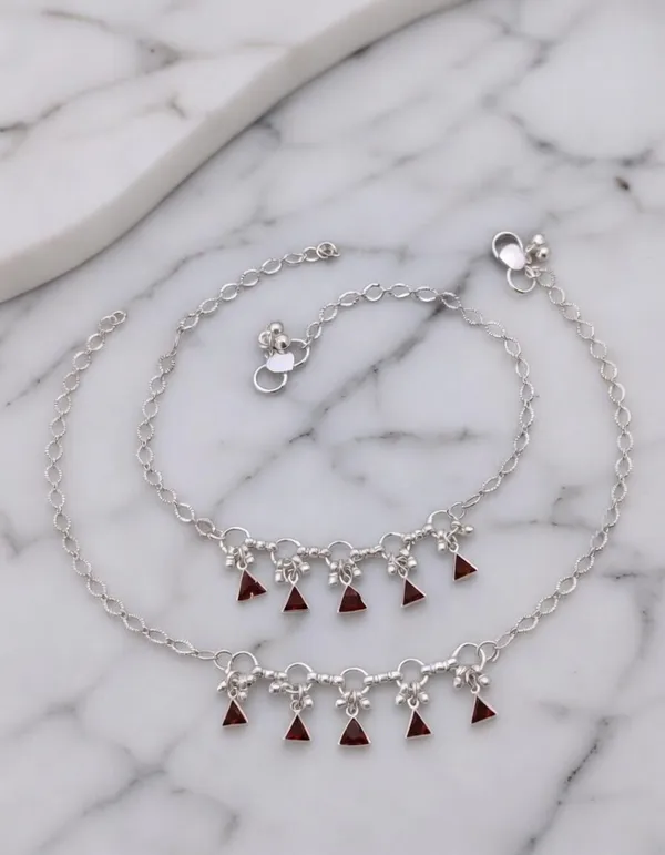 Oxidised_Silver-Plated_Anklets_with_Red_Triangle_Charms_and_Ghungroo_-_Set_of_2_|_Vihal_Jewellery