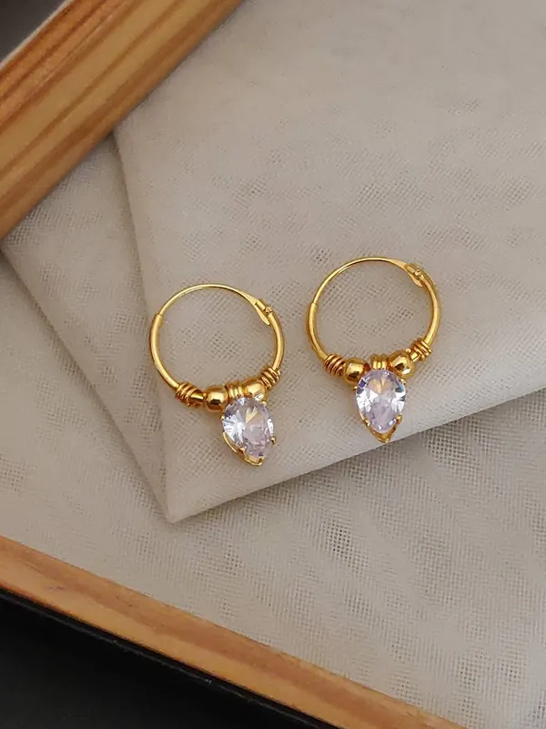 Gold-Tone_Huggie_Hoop_Earrings_with_Marquise_CZ_Drop