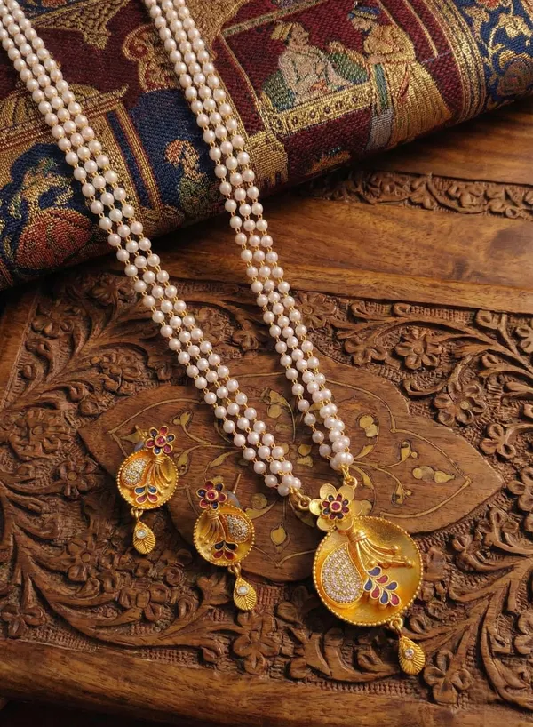 Regal_Triple-Strand_Pearl_Rani_Haar_with_Meenakari_&_CZ_Floral_Pendant_Set