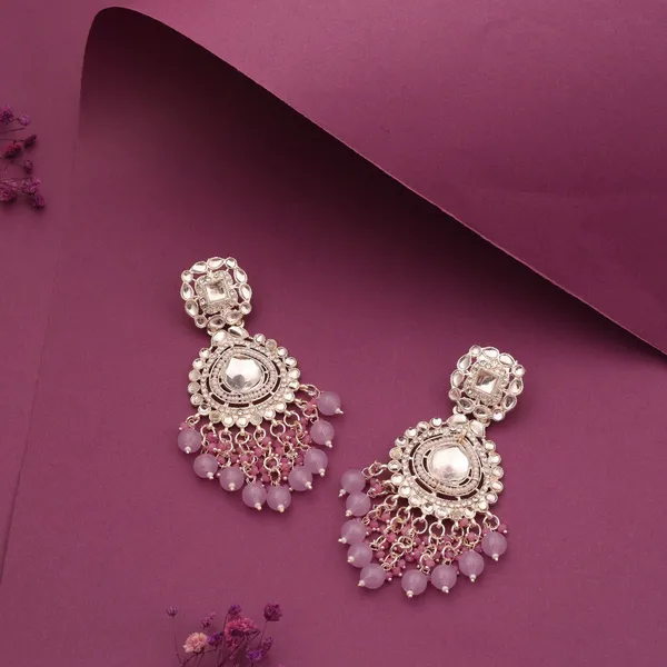 Silver-Toned_Kundan_Earrings_with_Blush_&_Lilac_Stone_Drop_Earrings_-_Statement_Chandelier_Jewelry