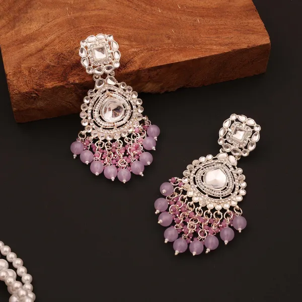 Silver-Toned_Kundan_Earrings_with_Blush_&_Lilac_Stone_Drop_Earrings_-_Statement_Chandelier_Jewelry