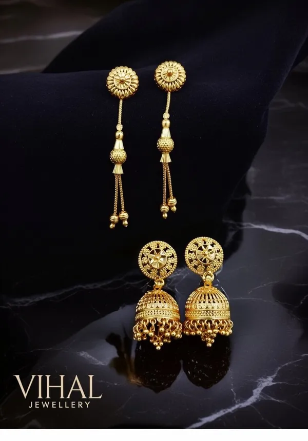 Stunning_Trio_Gold-Plated_Earring_Set_|_Traditional_Jhumka_&_Long_Dangle_Earrings